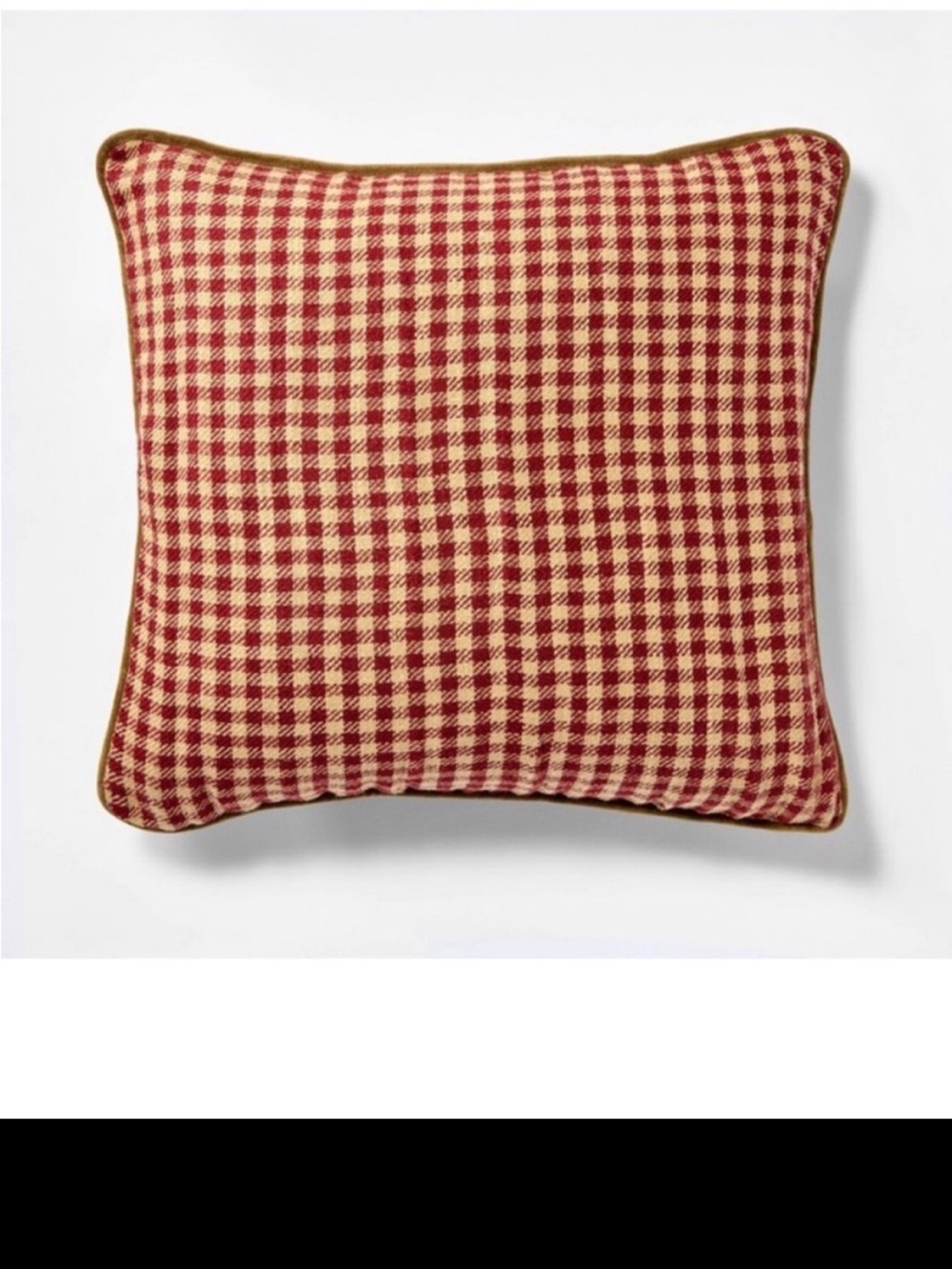 Studio McGee 20” Square Gingham Reverse Velvet Accent Pillow. Red